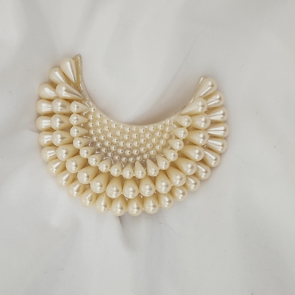 Faux Pearl Cresent shaped Brooch